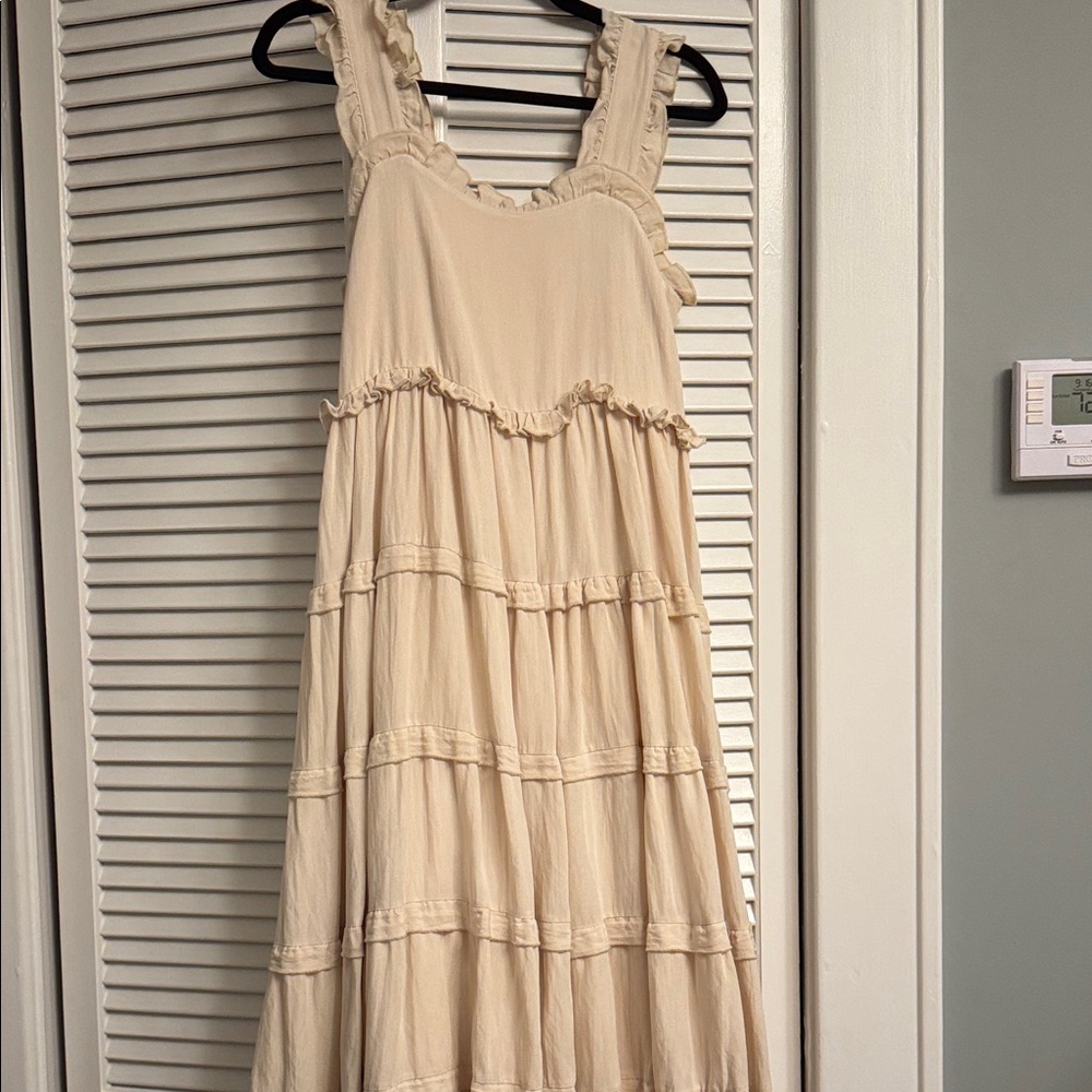 Cream Tan Tiered Maxi Sundress